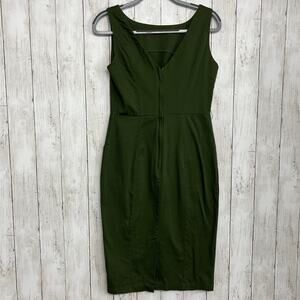 Collectif Vintage Green Fitted Pockets Hepburn Holiday Party Pencil Dress 8